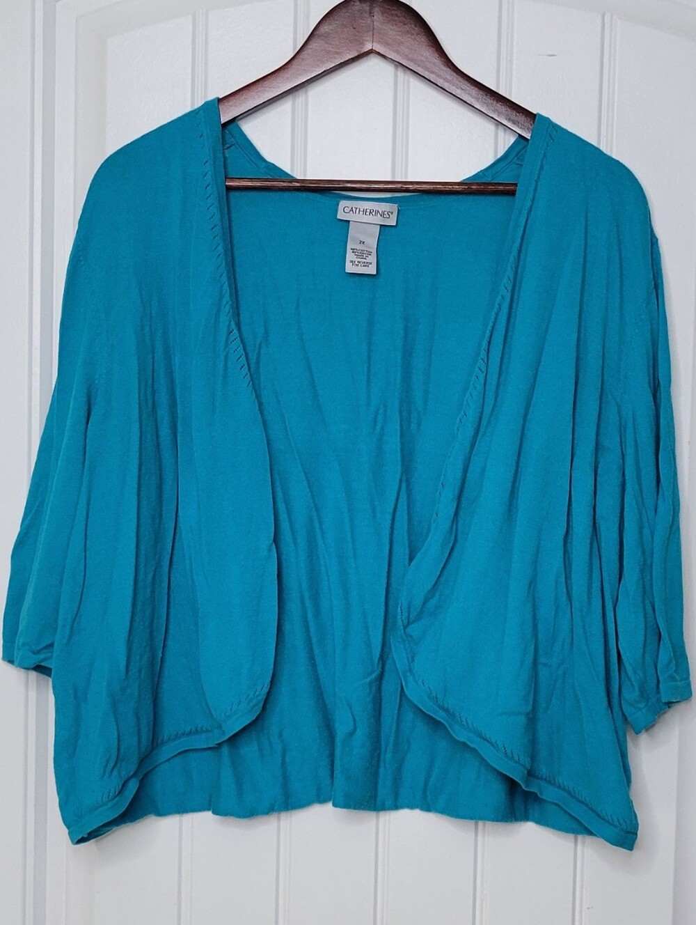 Catherines Turquoise Open-Front Cardigan